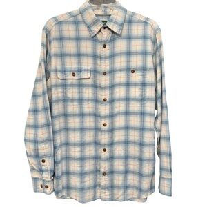 Orvis Men’s Medium Active Fit Blue Plaid Long Sleeve Shirt